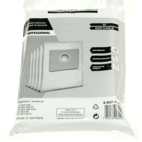 sachet filtre x 5 papier toison pour aspirateur KARCHER