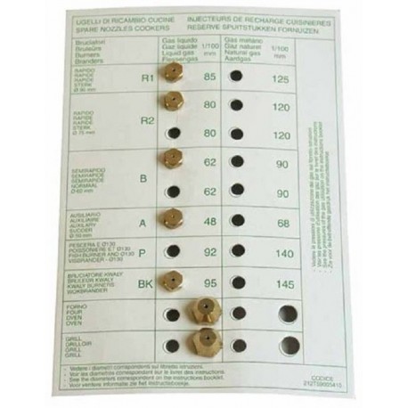 JEU D'INJECTEURS BUTANE POUR CUISINIERE SILTAL