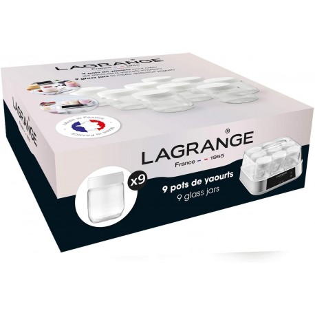 Lot de 9 pots yaourt (0,185 L) avec couvercles vissants pour yaourti