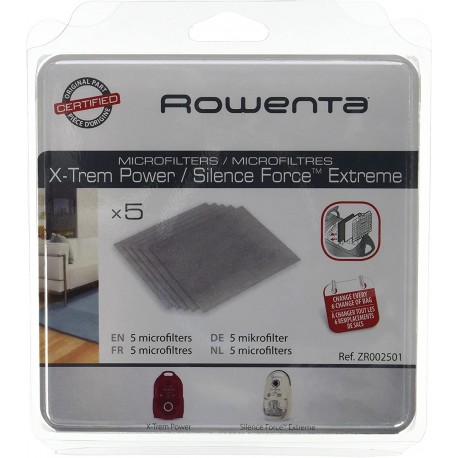 Lot de 5 micro-filtres pour aspirateur XTrem Power & Silence Force Rowenta