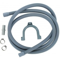 Tuyau de vidange (2,5m) avec 2 bagues de serrage, un coude & un raccord pour lave-linge, lave-vaisselle, s