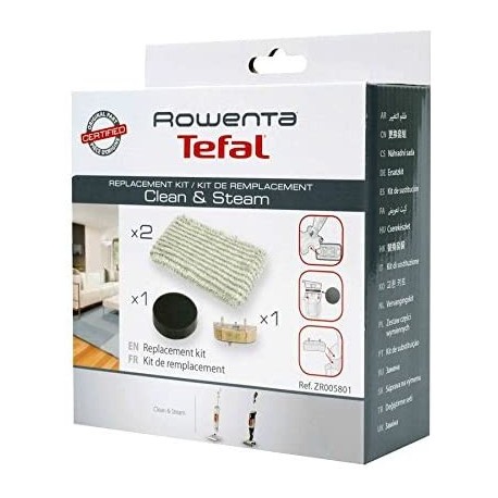 Kit d'entretien filtre mousse + 2 lingettes microfibres + cartouche anti-calcaire Clean & Steam Rowenta