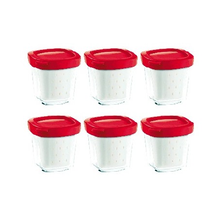 6 POTS YAOURT AVEC EGOUTTOIR POUR YAOURTIERE SEB