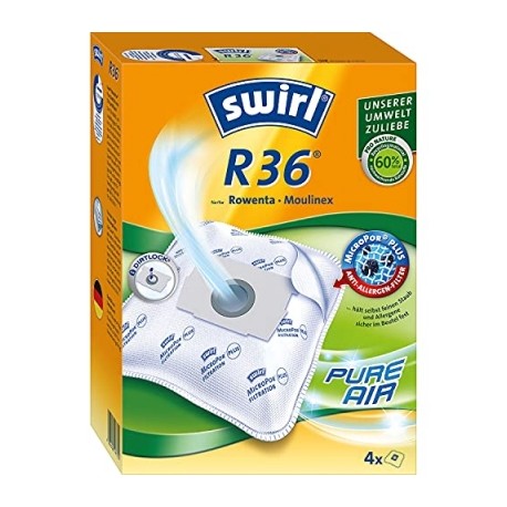 swirl lot de 4 sacs pour aspirateur et 1 filtre r 36 mp plus airspace