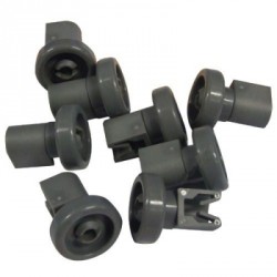 ensemble roulettes panier sup (8x) gris pour lave vaisselle electrolux