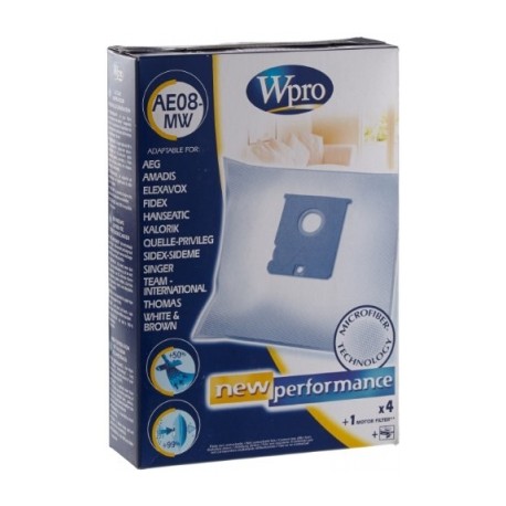 wpro sac d'aspirateur en microfibre ae08-mw